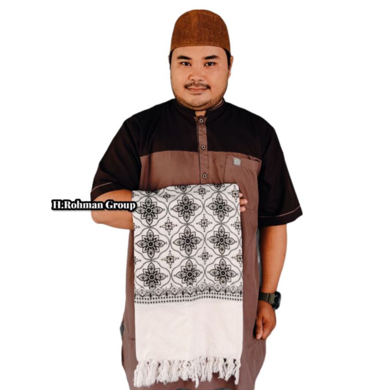 Sorban Kashmiri Putih Ar-rida Solo  Motif  Printing Grade A