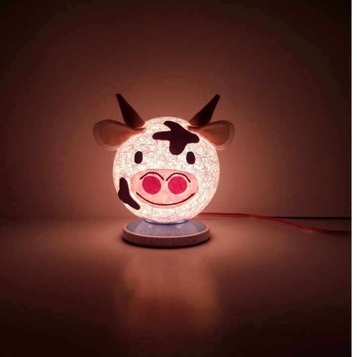Lampu tidur, lampu benang, lampu tidur karakter, lampu unik,kado unik sapi