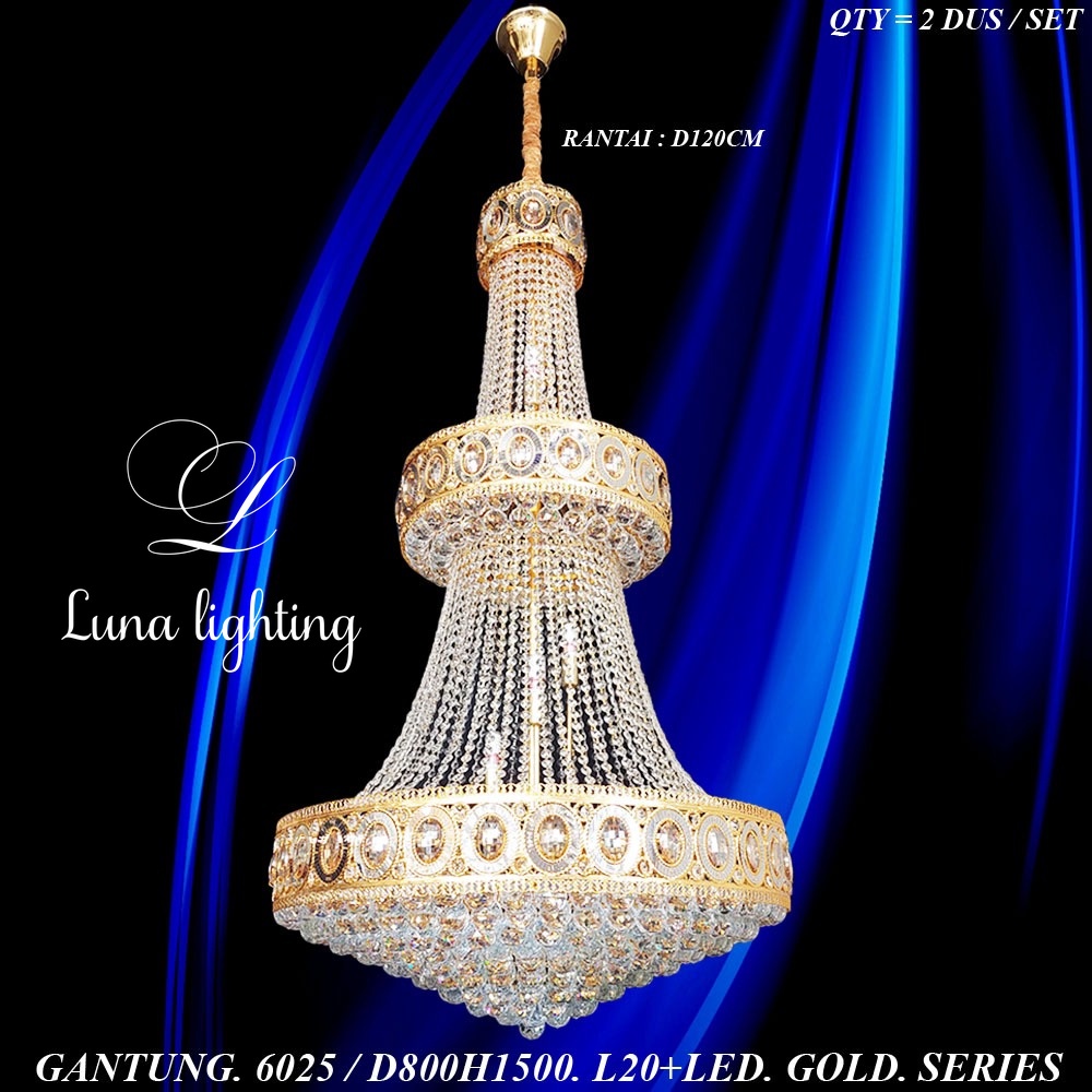 Lampu Gantung Kristal Ruang Tamu Void LED 80x150cm 6025