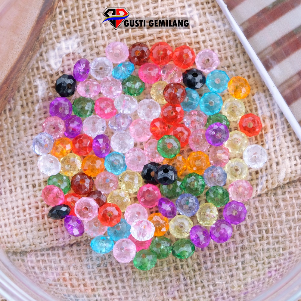 5gr Mote Kristal Manik AC Manohara Warna Aksesoris Wanita Kalung Gelang 7mm