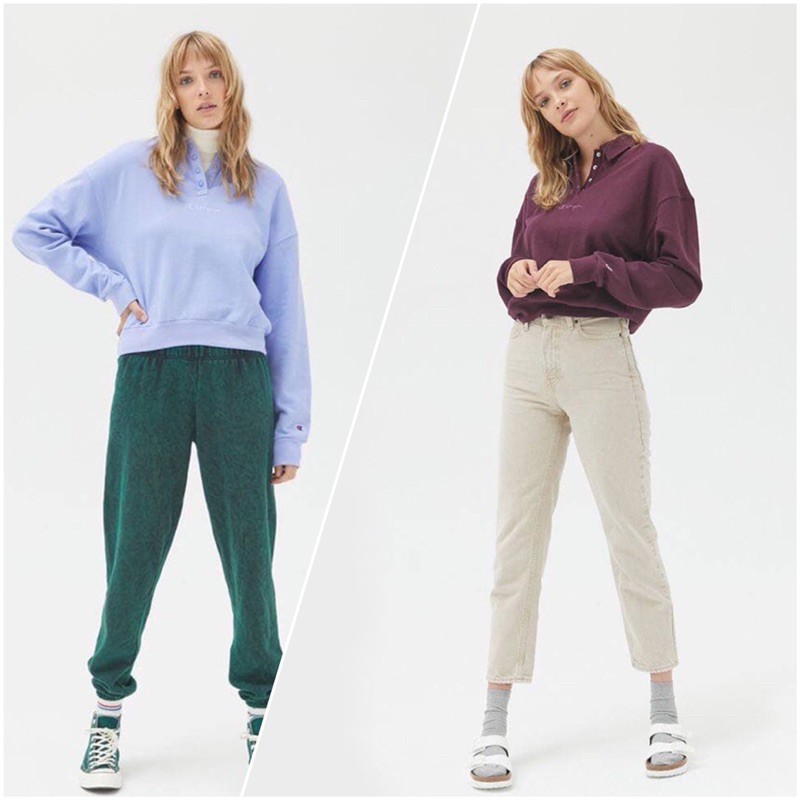 CHAMPION UO EXCLUSIVE HENLEY BUTTON SWEATSHIRT