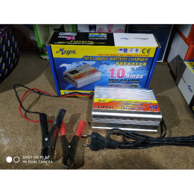 cas charger aki 12 volt 10 ampere MEGA charger baterai aku