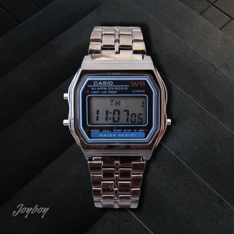 jam tangan digital Casio stainless steel jam tangan unisex pria dan wanita jam tangan simple casual 