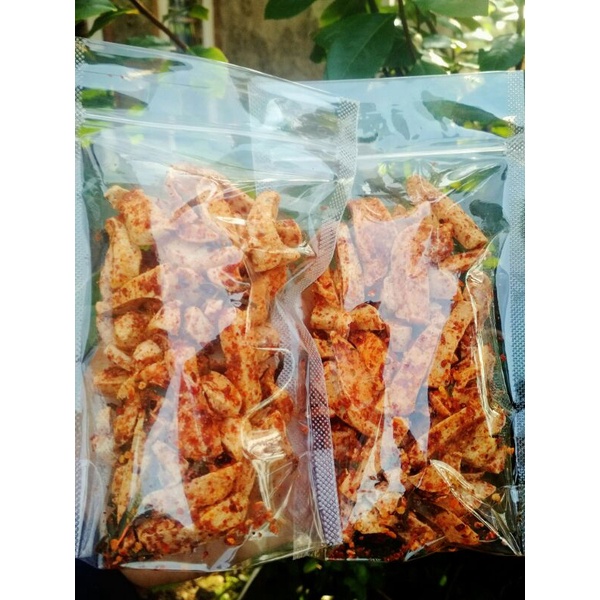 

Cemilan basreng daun jeruk extra pedas netto 100grm