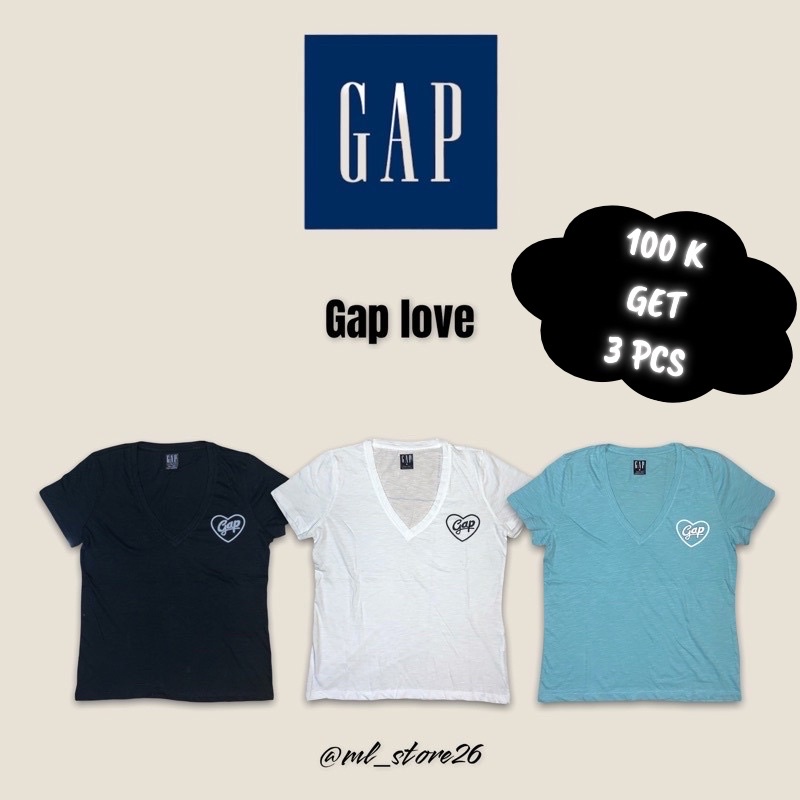 kaos gap wanita vneck (MOTIF GAP LOVE)