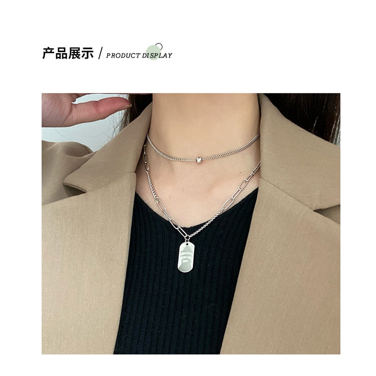 Double-layer square kartu surat kalung rasa desain trendi unik kalung gaya dingin niche in kalung un