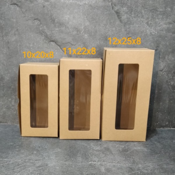 

Dus Kaca Kraft Coklat 11x22x8 isi 10pcs Dus Kue Laminasi