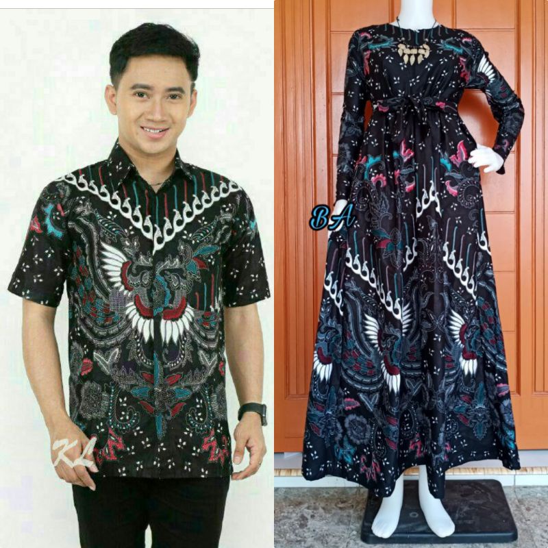 Batik Couple_Maora Sania Ruffle Batik Couple Ori Ndoro Jowi DNT Garansi Termurah-Cp hem kupu abu