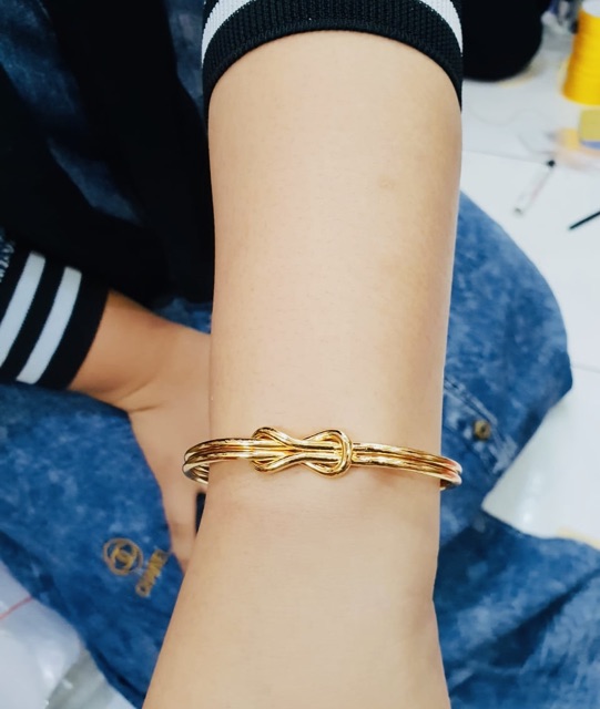 Gelang tangan wanita gelang bangle simpul lapis emas yaxiya