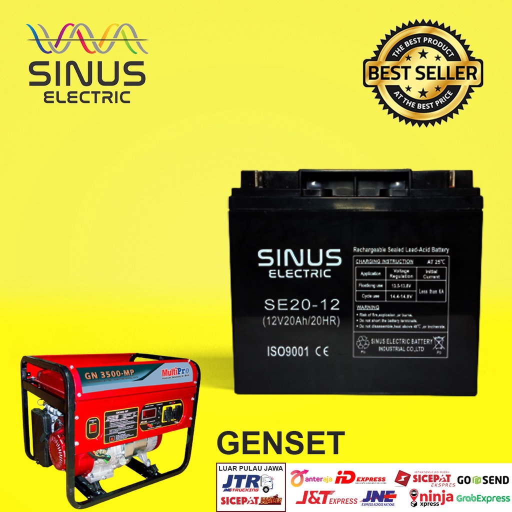 GENGSILEGI89 - AKI GENSET 12V 20AH SINUS BAGUS GS YUASA MOTOBATT AKI KERING
