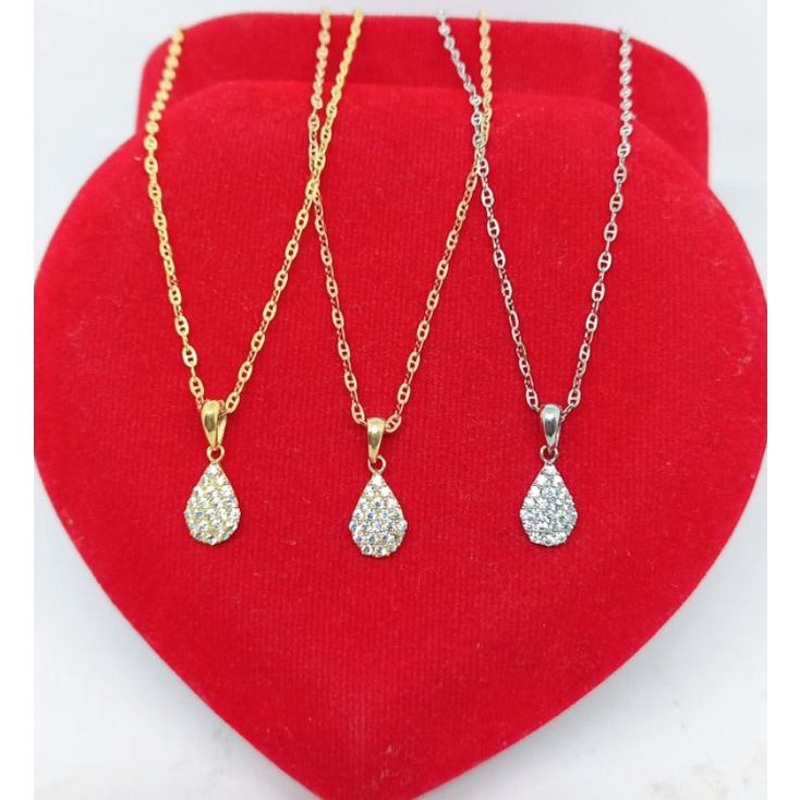 KALUNG PERAK 925 ASLI LAPIS EMAS /KALUNG MINI CART*R +LIONTIN TEARS/PERHIASAN KALUNG PERAK ASLI