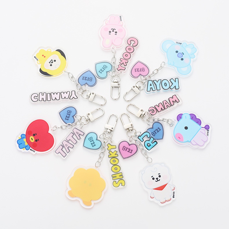 Gantungan Kunci Kartun Untuk Pria Dan Wanita BTS BT21 Lovely Car Bag Doll Pendant Key Chain Gantungan Kunci