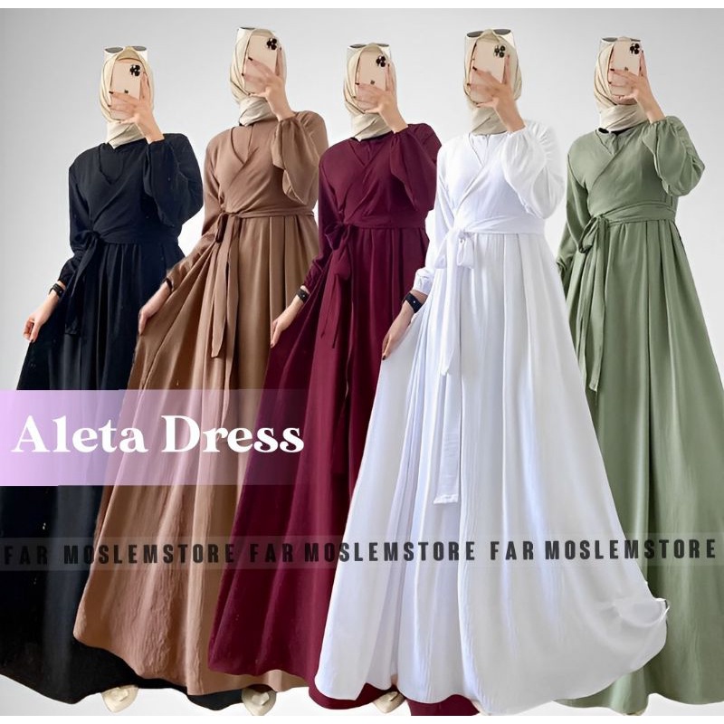 ALETA GROWN DRESS MUSLIM WANITA TERBARU CRINCLE AIR FLOW/ELIF DRESS/GAMIS MUSLIM WANITA SIZE L XL/DRESS CRINKLE PREMIUM/FAR MOSLEMSTORE