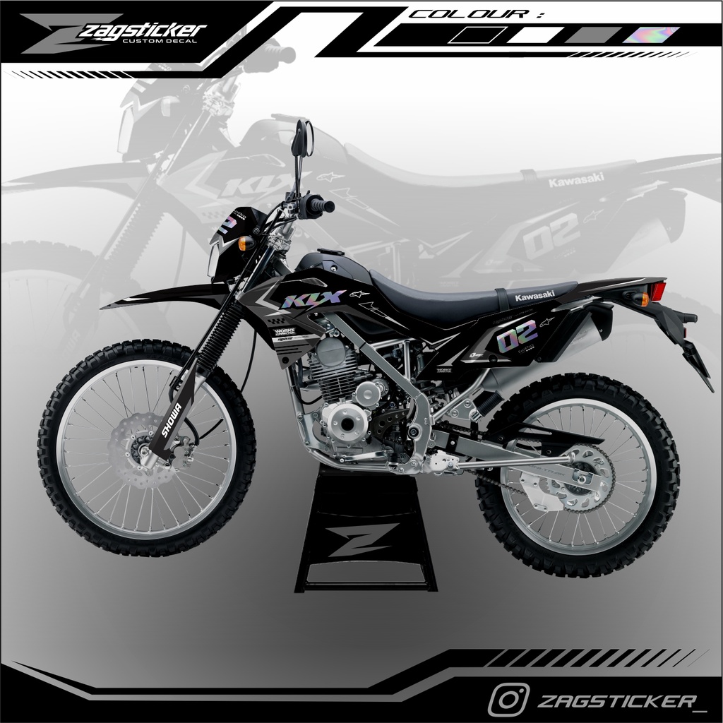 DECAL STICKER KLX BF HITAM + CUTTING HOLOGRAM MURAH-DEKAL SUPERMOTO-MOTOCROSS