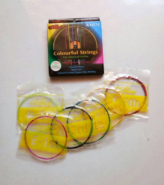 Senar gitar klasik warna warni Alice A107C senar gitar nylon nilon colorful guitar strings