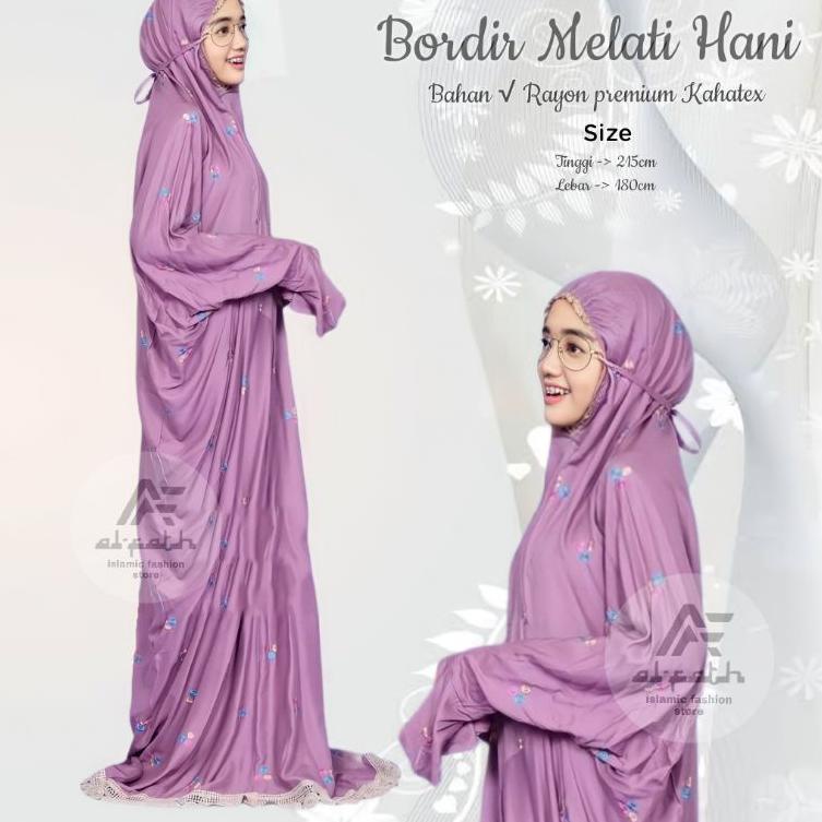 Paling Diminati.. Mukena Terusan Dewasa bordir bunga melati mukenah lajuran mukena rayon