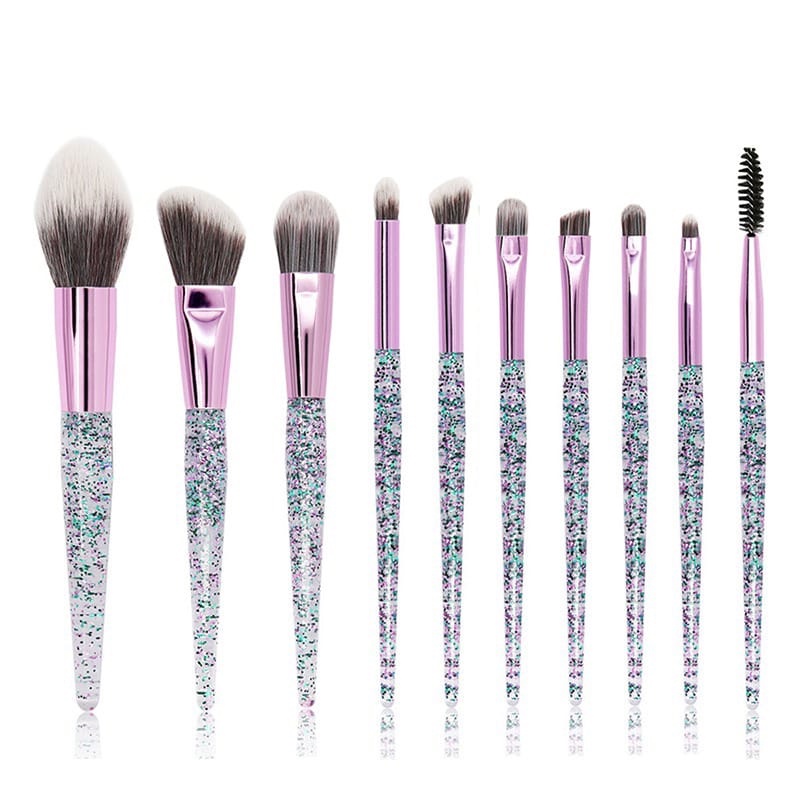 Makeup Brush Set 10 Pcs / Brush Powder Brush Eyeshadow / Bedak / Blush On / Highlighter / Foundation / Blending Brush Kuas Makeup