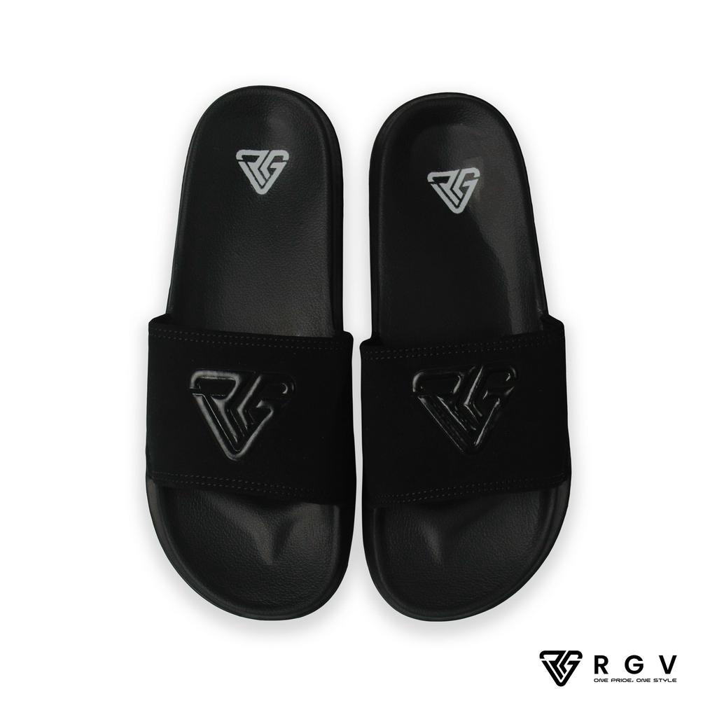 RGV - SANDAL PRIA DAN WANITA SLIDE SLIP ON SENDAL ANTI LICIN RINGAN SELOP LOGO BLACK