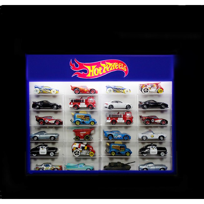 RAK AKRILIK HOTWHEELS ISI 24 SLIMFIT dengan LAMPU