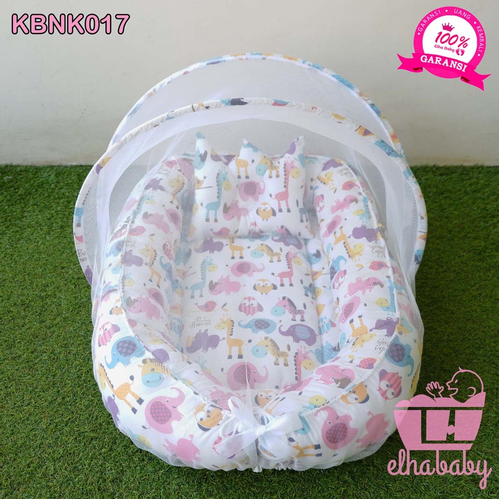 Elha baby grosir kasur tempat tidur bayi kelambu lipat karakter motif nest perahu bantal crown kado