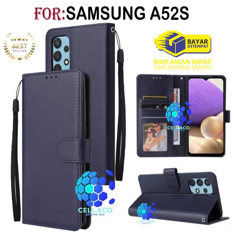 SAMSUNG GALAXY A52S CASE FLIP LEATHER WALLET PREMIUM FLIP CASE BUKA TUTUP KESING HP CASING FLIP CASE WALLET SAMSUNG A52S