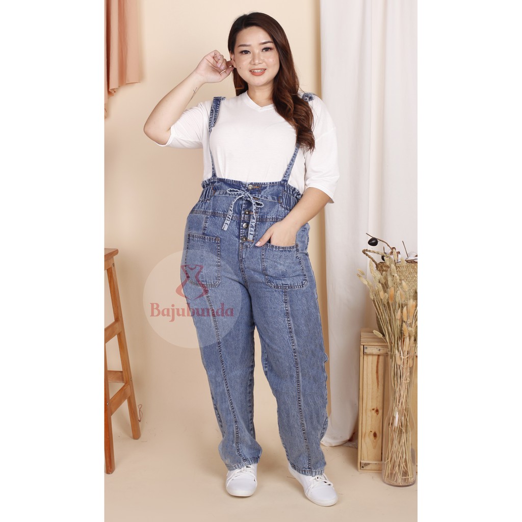 OVERALL JEANS JUMBO WANITA / CELANA BIG SIZE WANITA / CELANA DENIM JUMBO