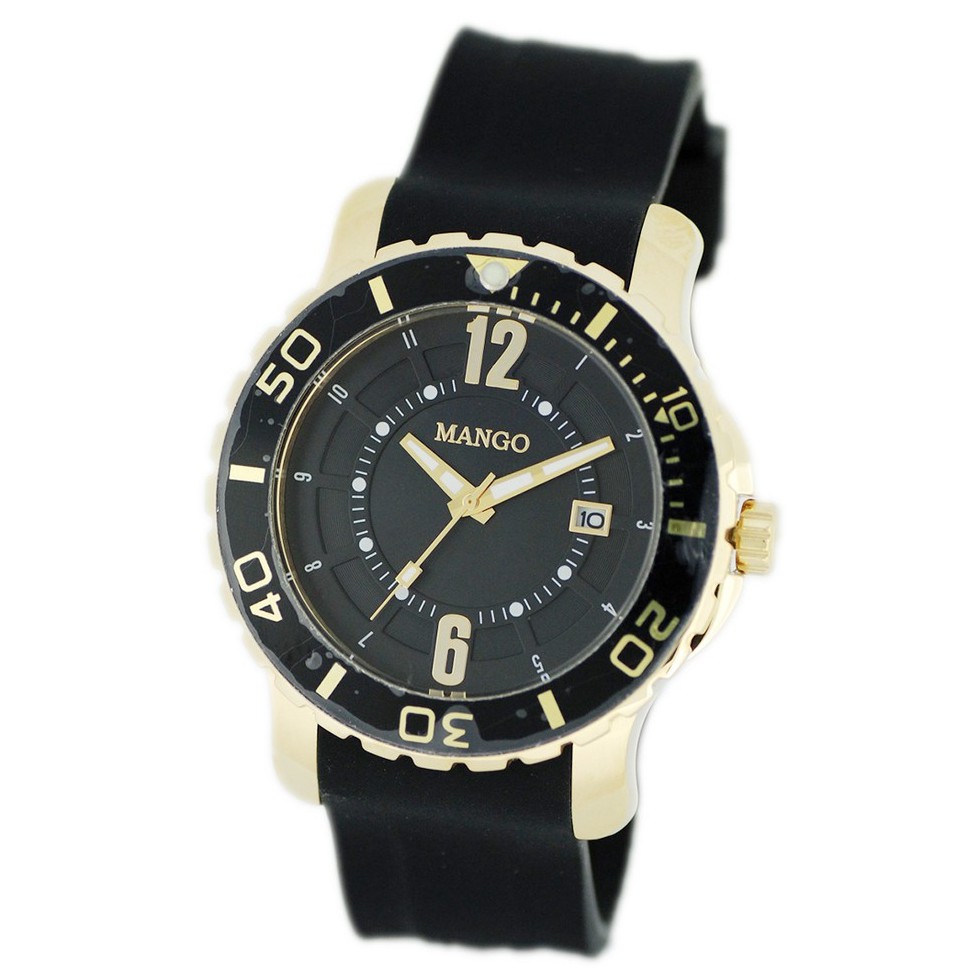 Jam Tangan Pria Rubber Mango MA6517M-88K - Black Gold