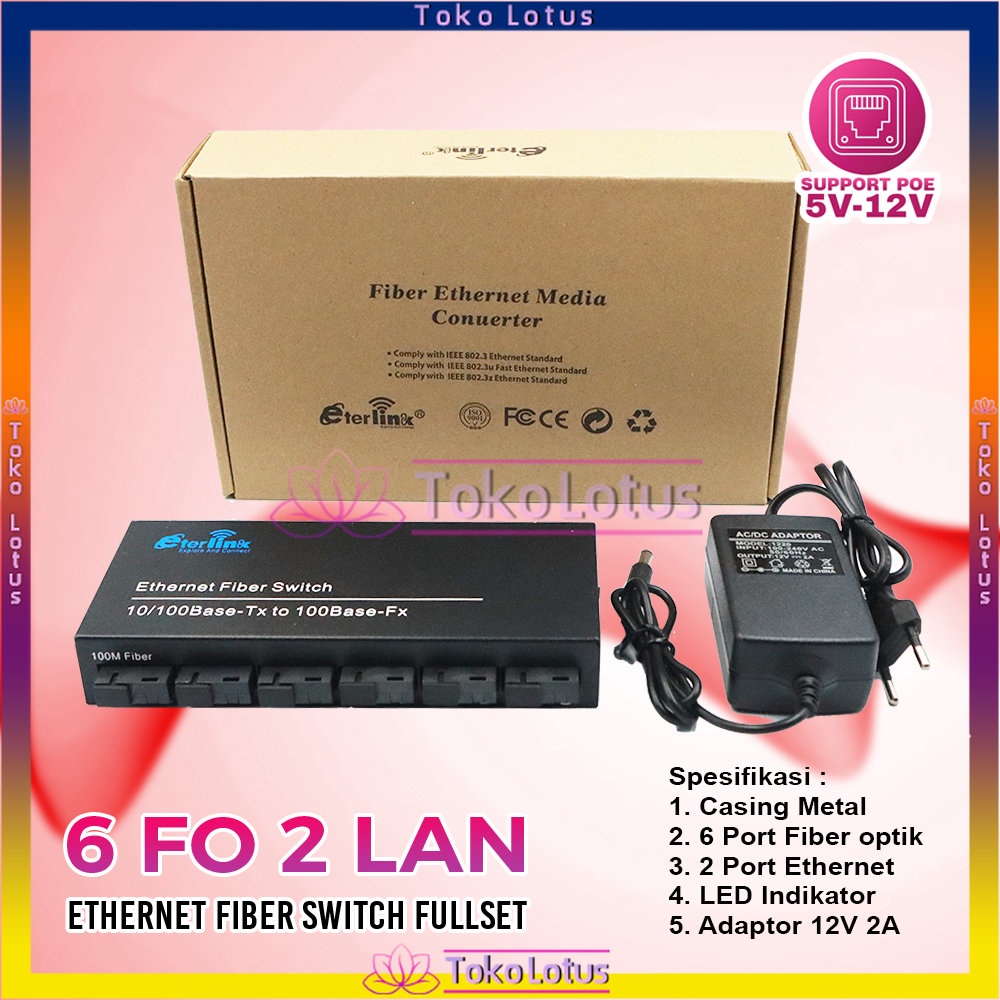 Media Converter 10-100 6 Port FO 2 Port LAN