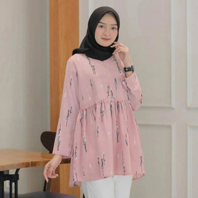 Ella Blouse Blouse Motif Flora Bunga Sakura 1kg Isi 5 Pcs