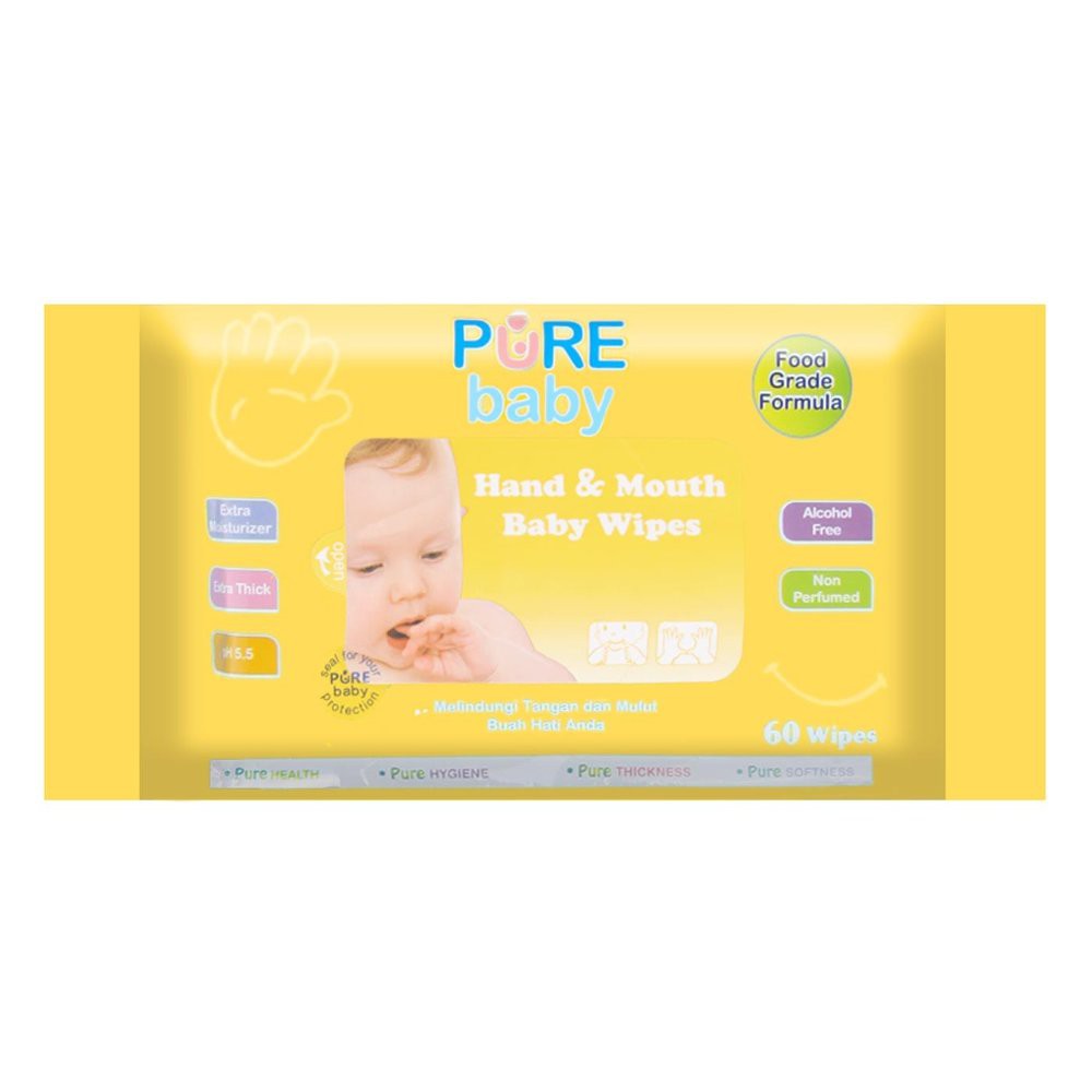 Pure BB Hand and Mouth Wipes Aloe Vera dan Chamomile 60s