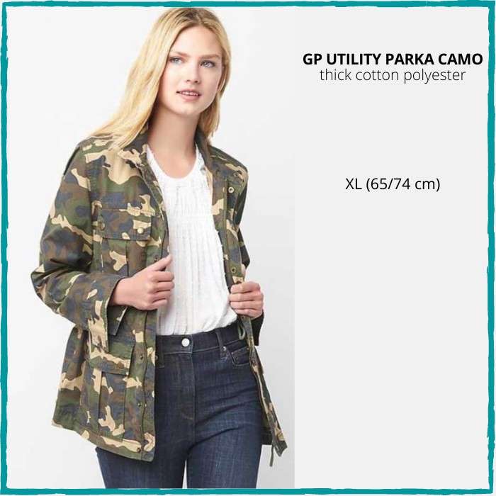 Jaket Wanita Murah Gap Utility Parka Camo