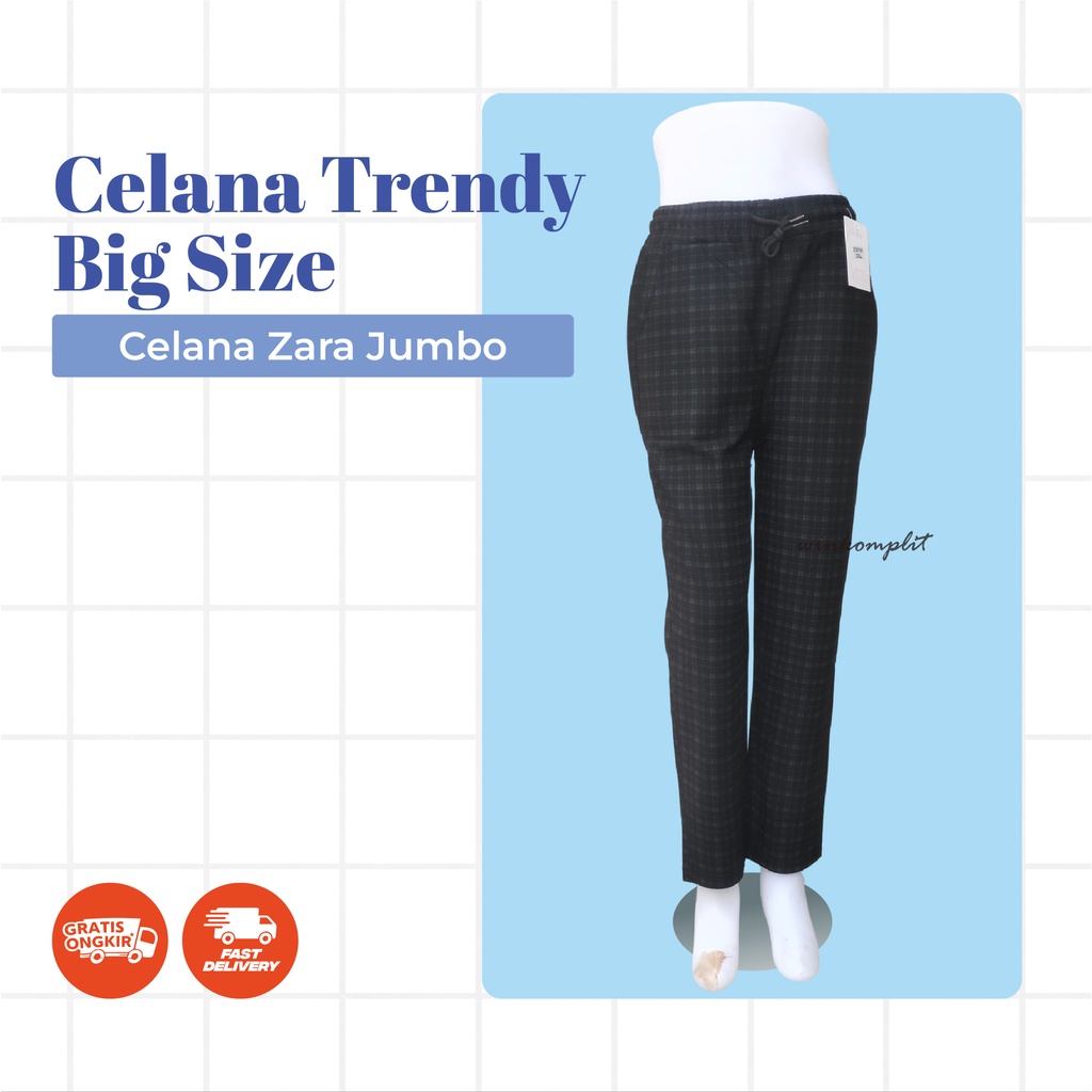 Long Pants Zara Celana Kerja Wanita Kantor Motif Salur Dan Kotak Kotak Bahan Kain Katun Stretch By W
