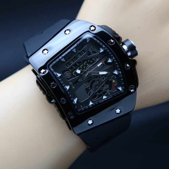 Jam Tangan RM Richrad Mile Crono Mclaren Aktif Super Mewah - Tali Hitam