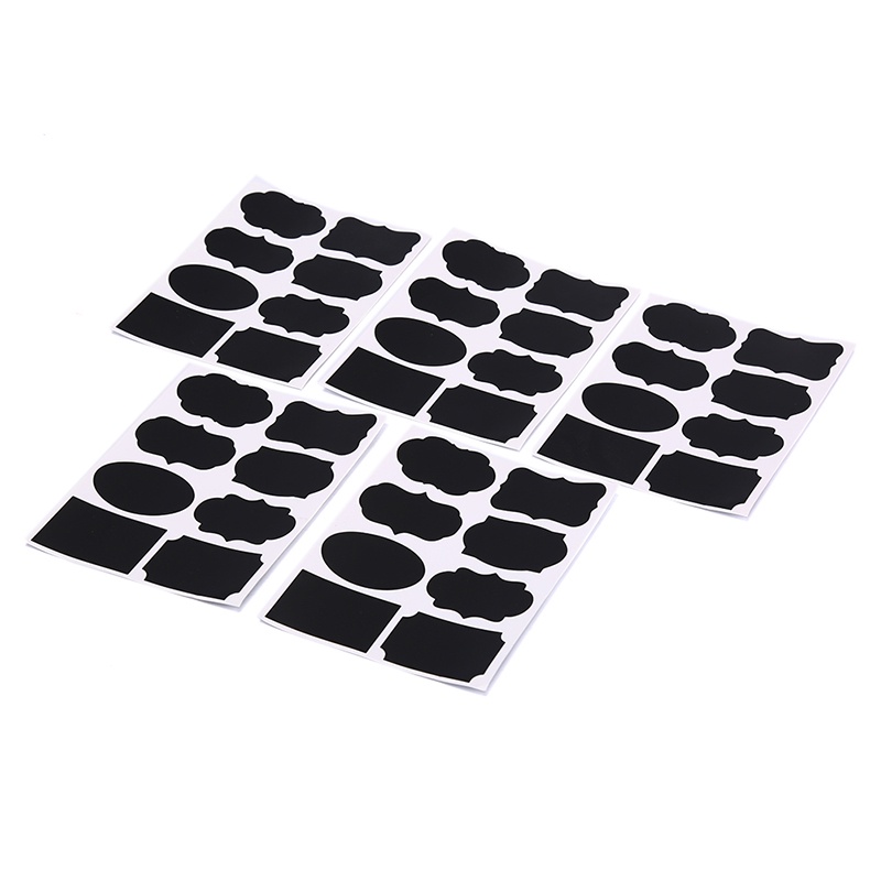 80pcs / set Stiker Papan Tulis Hitam 5x3.5cm Untuk Toples Dapur