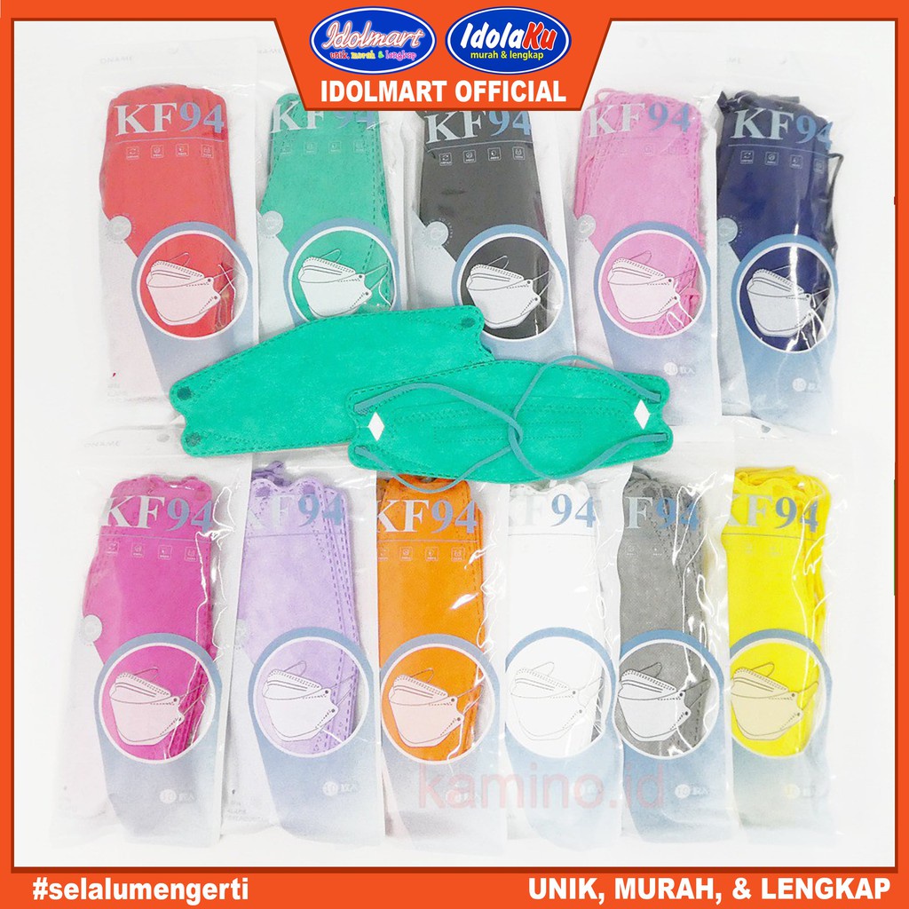 IDOLMART Masker KF94 Korea 4 ply Isi 10 Pcs Masker KF94 Warna Isi 10 Pcs Surabaya