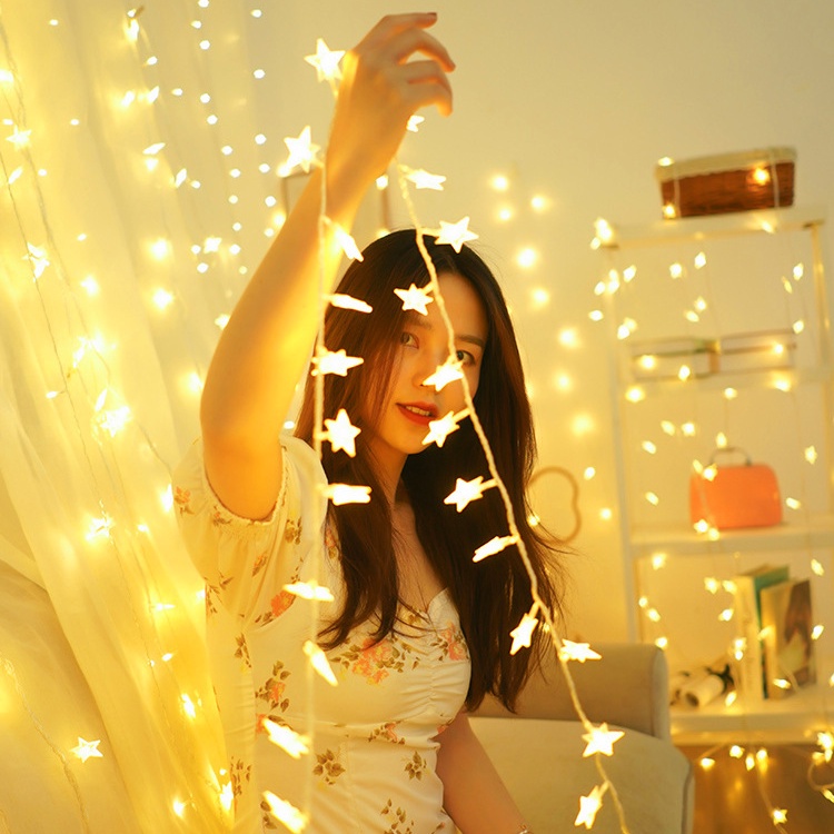 [ Christmas led star moon Fairy string lights Decoration for home Bedroom Fairy Garland Wedding Xmas Festival Party ]