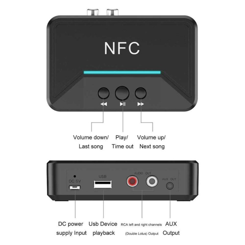 Audio Adapter Bluetooth 5.0 Receiver NFC Stereo Kit Speaker Wireless