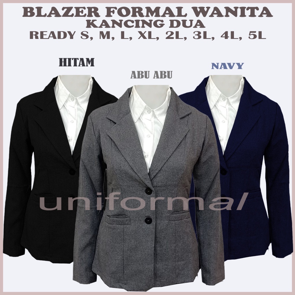 Jual Blazer Formal Wanita Hitam Putih Abu Dongker S 5l Jumbo Big Size