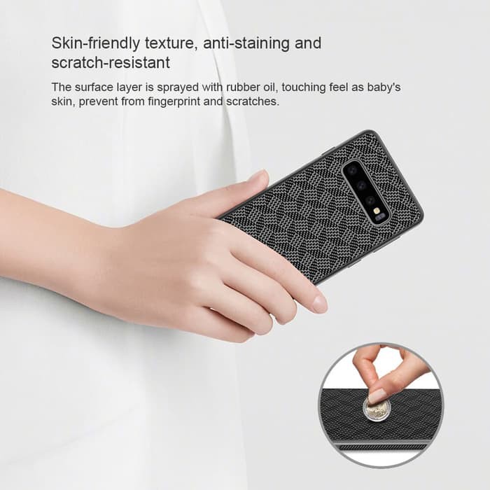 Hard Case SAMSUNG Galaxy S10 Nillkin Synthetic Fiber Plaid Casing Original