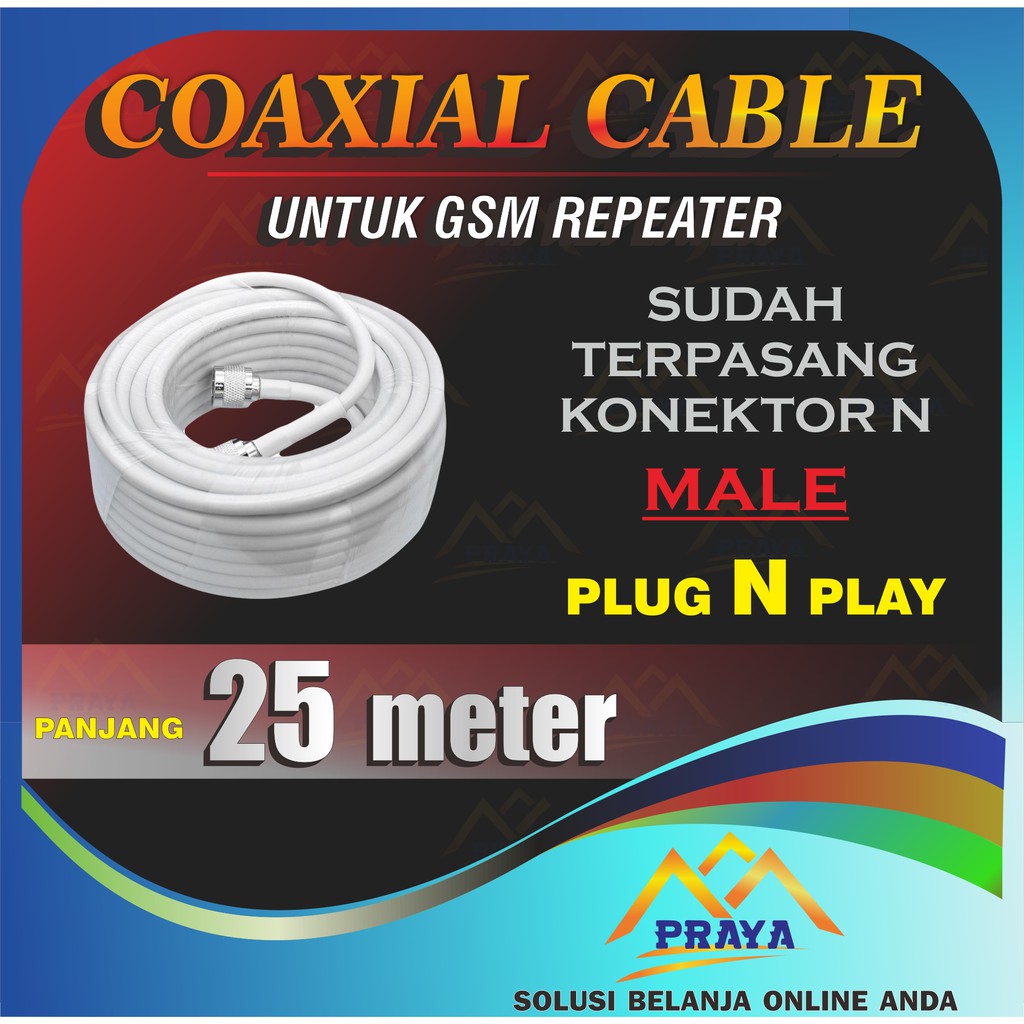 KABEL COAXIAL 25 METER SUDAH TERPASANG KONEKTOR N