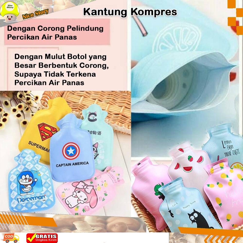 (NCS) Alat Kompres Air Panas Dingin Kantong Kantung Penurun Demam Anak Dewasa Kompress Water  Ice bag Muller Motif Lucu Mini Portable Untuk Pereda Sakit Memar Nyeri