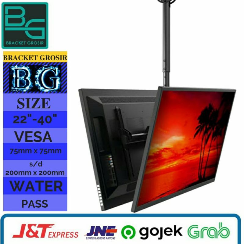 Bracket Braket TV Gantung Plafon Ceiling 24&quot;/32&quot;/40&quot;/43&quot;/45&quot; Water pass