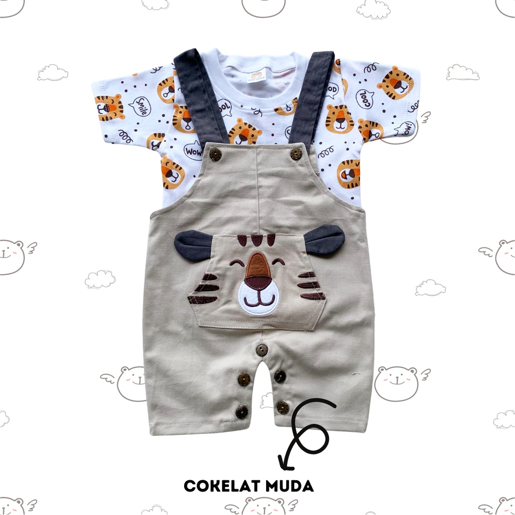 setelan overall anak laki laki HAPPY LION / kumo bear baju kodok anak baju romper 0-12 bulan anak laki laki unisex 18 bulan 1 tahunan