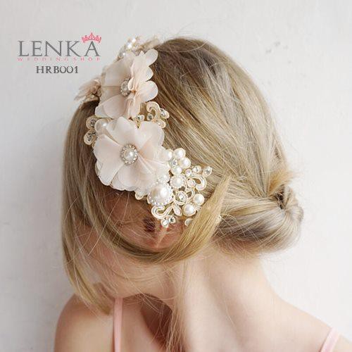 [SIAP KIRIM] AKSESORIS HEADPIECE WEDDING CREAM PESTA PENGANTIN LACE HRB001