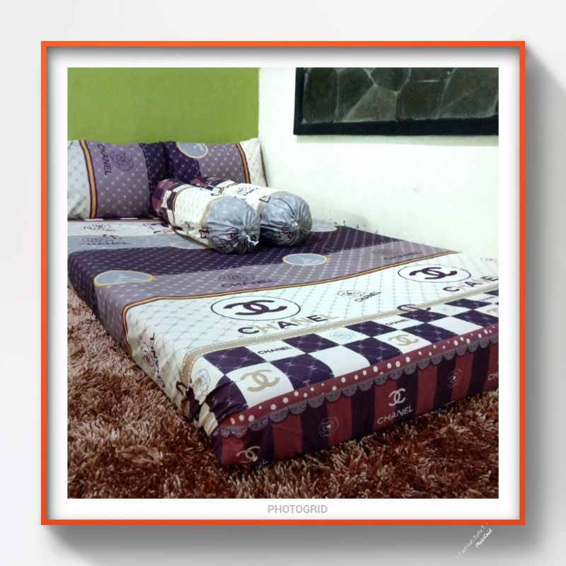 sprei Motif Chanel Seprei Eastetic Coklat 90x200 120x200 160x200 180x200 200x200