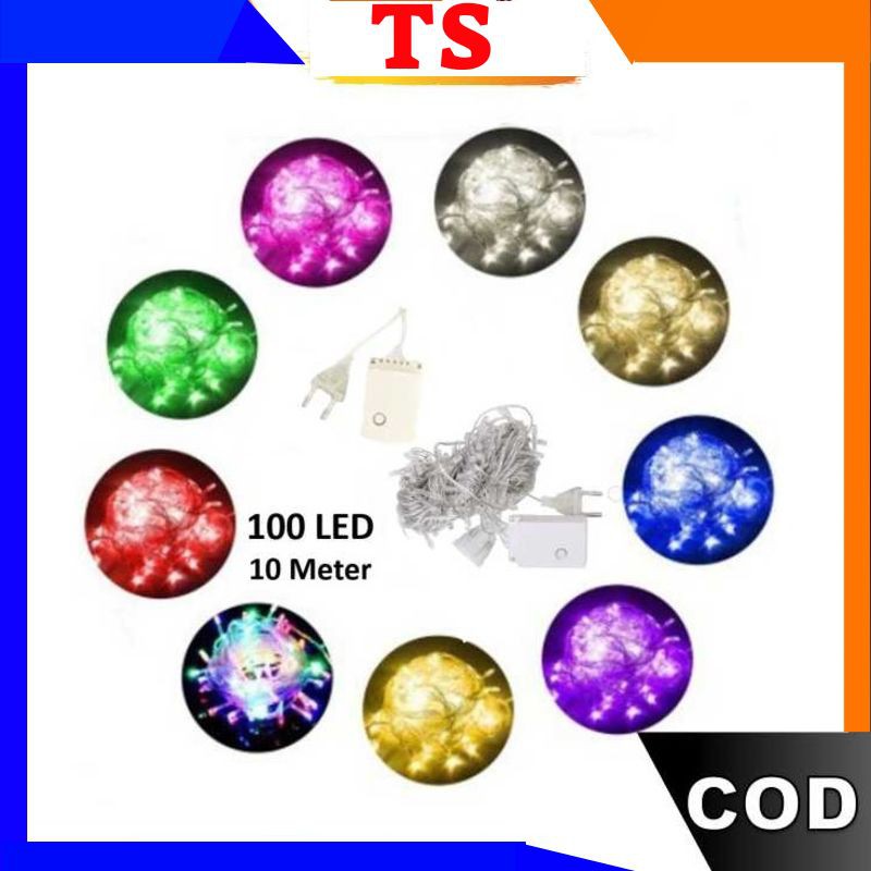 TS - L014 (WARNA BARU) LAMPU HIAS NATAL 100 LED / TUMBLR LIGHT 10 METER + SAMBUNGAN FEMALE