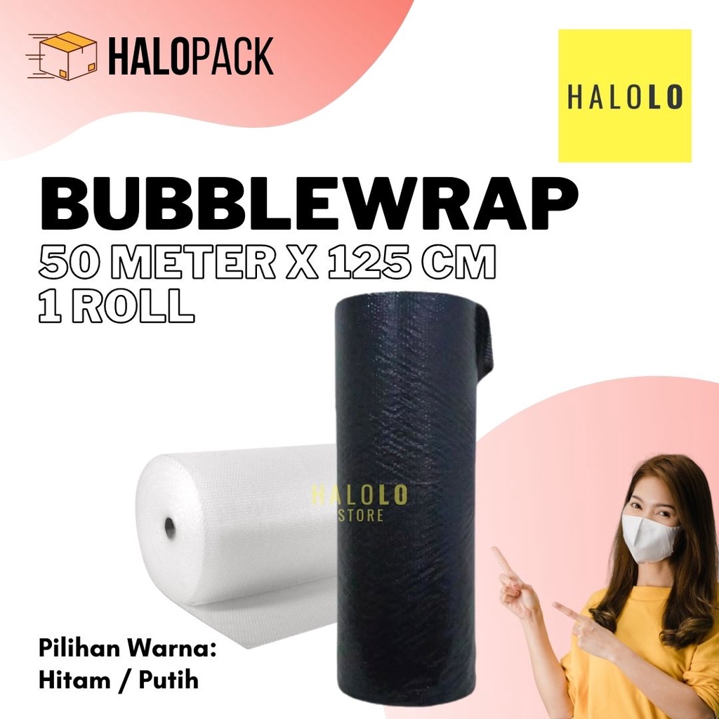 

Plastik Bubblewrap Bubble Wrap Hitam Putih 50 meterx125 cmx 2,4Kg ROLL