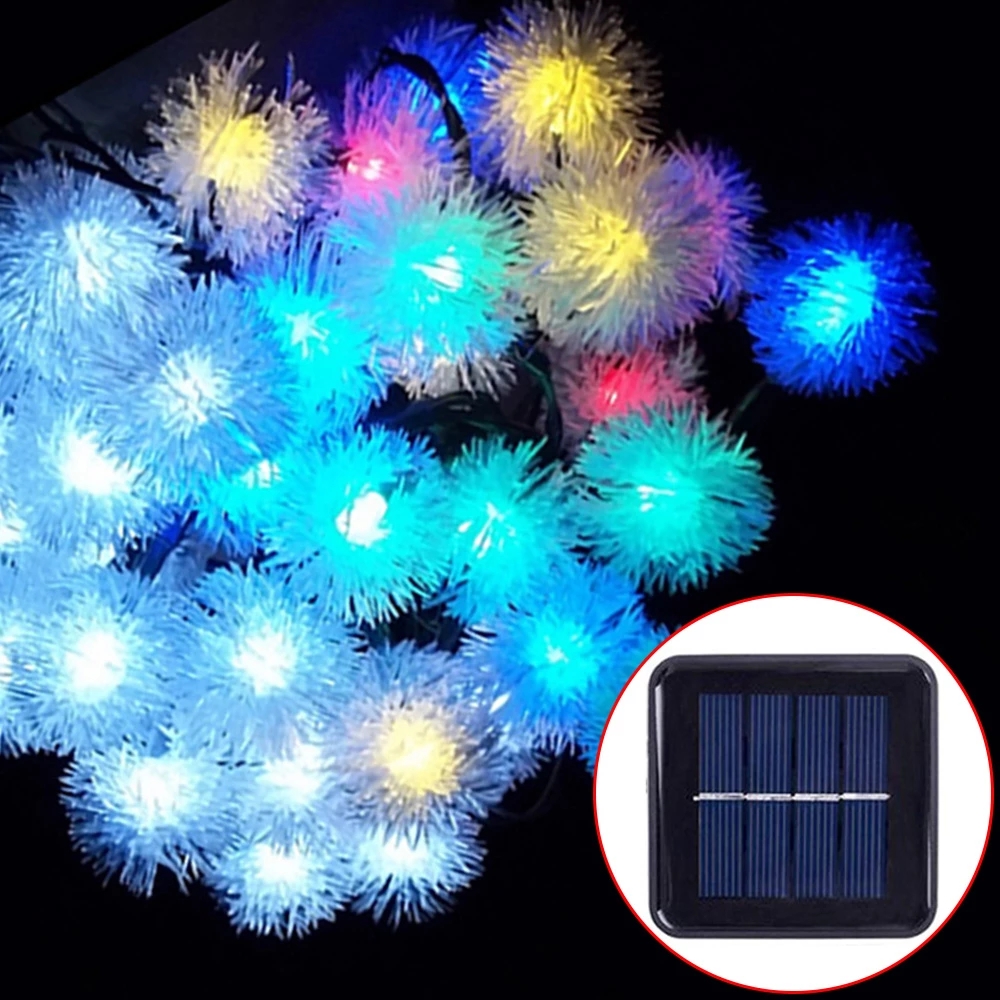 Lampu String Led Tenaga Surya Bentuk Bola Dandelion Tahan Air Untuk Dekorasi Pesta Pernikahan