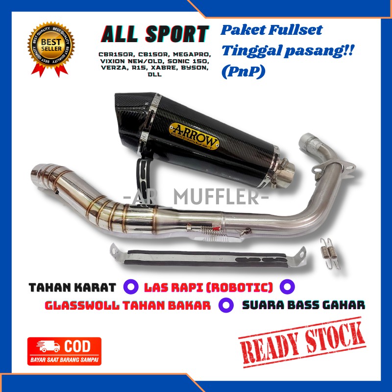 Knalpot Racing ARROW CARBON CBR 150R CB 150R R15 V3  VIXION R MEGAPRO GSX 150 SONIC 150 XABRE BYSON