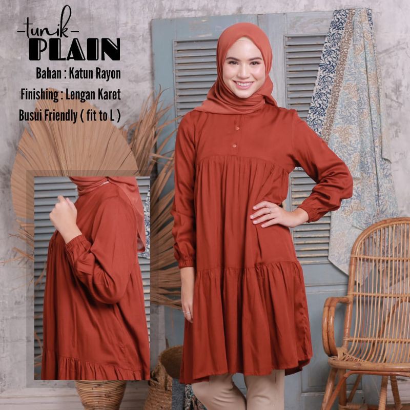 TERMURAHH! TUNIK POLOS DEWASA BAJU ATASAN MUSLIMAH KATUN TERLARIS BAHAN KATUN RAYON PREMIUM BISA COD